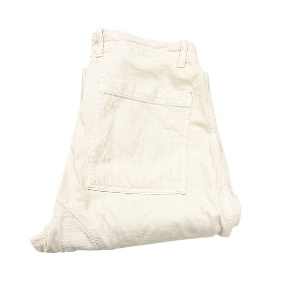 Zara The Marine Straight Cream Carpenter Style Denim Jeans Size Small - Picture 1 of 7